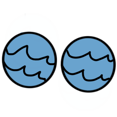 two blue circles next to each other, both patterned with waves.